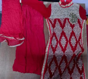 Red Embroidered Salwar Kameez Suit