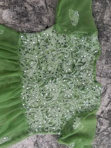 Green Embroidered Sheer Top
