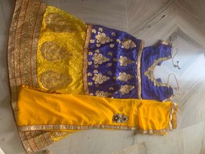 Blue And Yellow Net Lehanga (Negotiable)