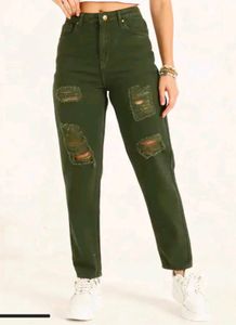 Brand New Shein Olive High-Waist Ripped jeans