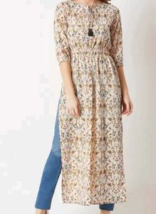 Beige Cotton Kurti!! (With Dori)