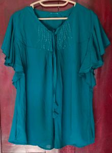 Elegant Teal Embellished Top