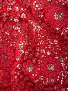 Red Embroidered One-Shoulder Sharara Set