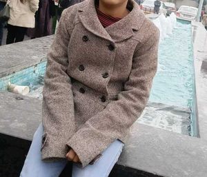 Vintage Tweed Double-Breasted Pea Coat
