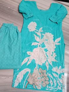 L Size Cotton Kurti Plazo Set