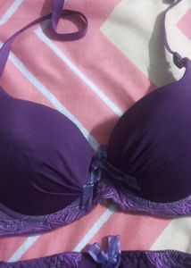 Satin Net Bra Panty Set