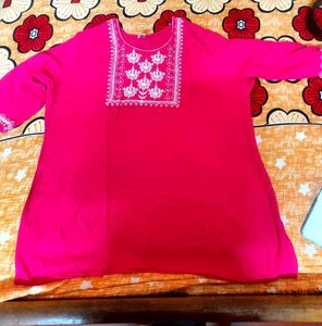 Pink Embroidered Tunic Top