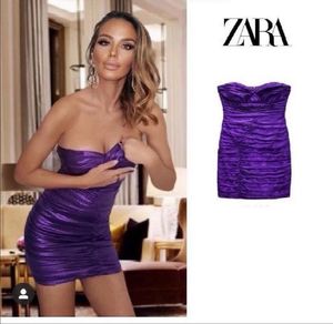 Zara Lilac Strapless Draped Mini Dress