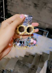 Mirror Jhumka Earrings