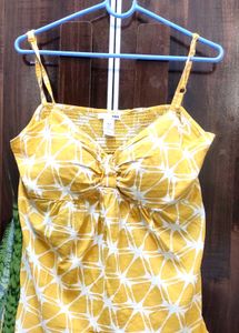Mustard Top With Beautiful Floral Embellishments