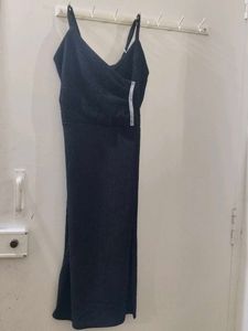 Sleek Black Midi Slip Dress