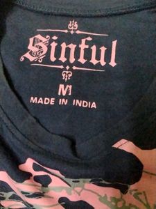 Sinful Blue Printed T Shirt For Unisex