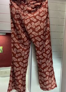 Brick red ZARA Printed Trousers
