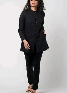 Minimalist Charcoal Gray Button-Up Coat