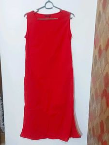 Red Coloured Cotton Kurta With Koti