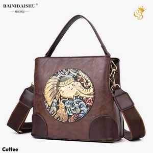 Embroidered Leather Handbag