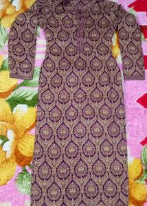 Coffee With Golden Kurta Set