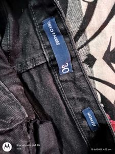y2k customised printed jeans black charcoal grunge