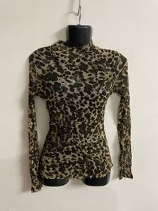 Shimmery Sheer Cheetah Print Top