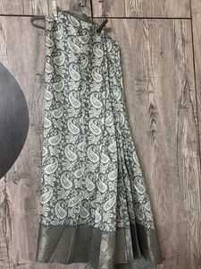 Elegant Grey Printed ready to wear Saree