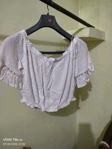 White Lace Trim Off-Shoulder Top