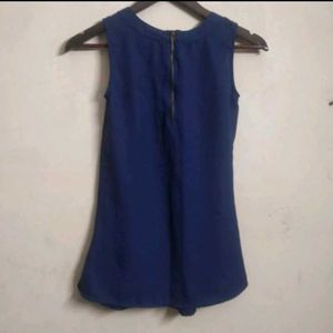 Blue Sleeveless Top With Stone work
