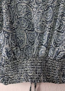 Paisley Puff Sleeve Tie Front Top