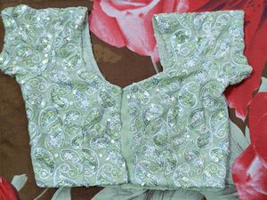 Embellished Mint Green Fully Stiched Saree