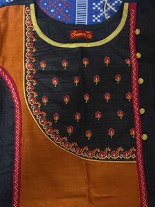 Black And Orange Printed Designer Kurta