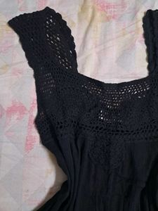 Black Crochet Boho Dress