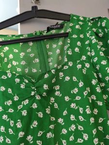 Green Puff Sleeve Dress