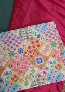 Hot Pink Satin Saree