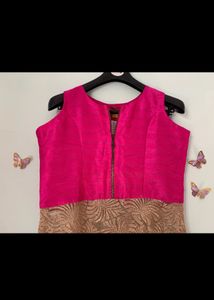 Pink And Gold Embroidered Kurta (women)