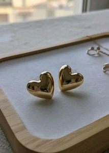 Golden Heart Stud Earrings New With Tags