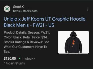 Uniqlo x Jeff Koons UT Graphic Hoodie Black Men&#39;s