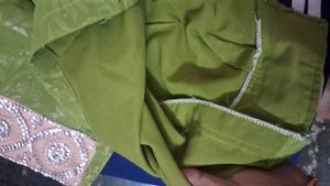 shimmer  Green  chamki saree with blouse