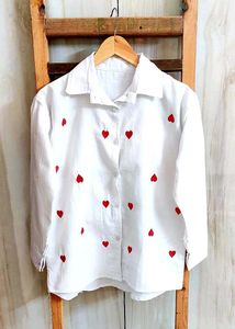 White Designer Cotton Shirt Size-38