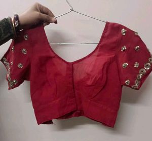 Elegant Red Embellished Heavy Saree