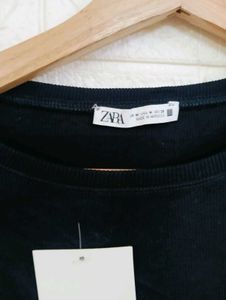 Zara Black Ruffle Sleeve Top