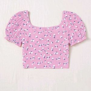 Pink Floral Crop Top