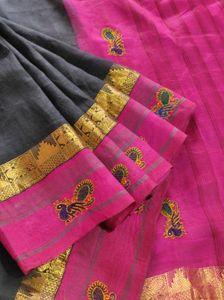 Elegant Pink & Black Saree