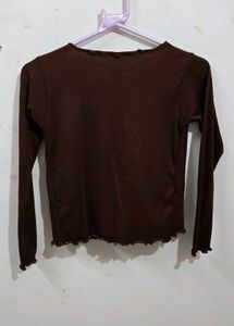 Chic Brown Tie-Front Shrug Top–Elegant &amp; Versatile