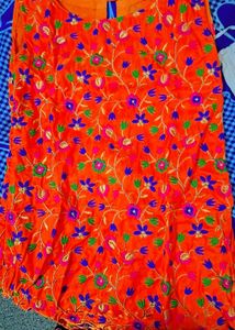 Floral Embroidered Orange Top