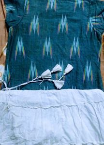 Elegant Printed Kurta And White Skirt