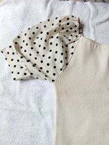 Polka Dot Sleeve Knit Top