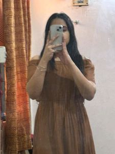 Brown Off Shoulder Maxi Dress