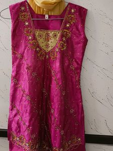 Rose Pink Suit With Full Work