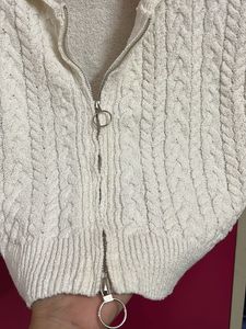 Textured Zip-Up Cardigan