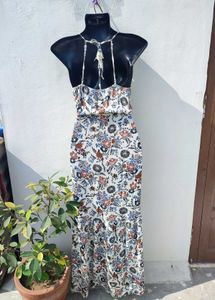 American Eagle Floral Keyhole Tassel Maxi Dress