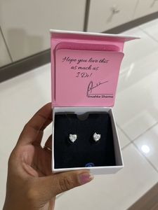 Silver Solitaire Heart Studs